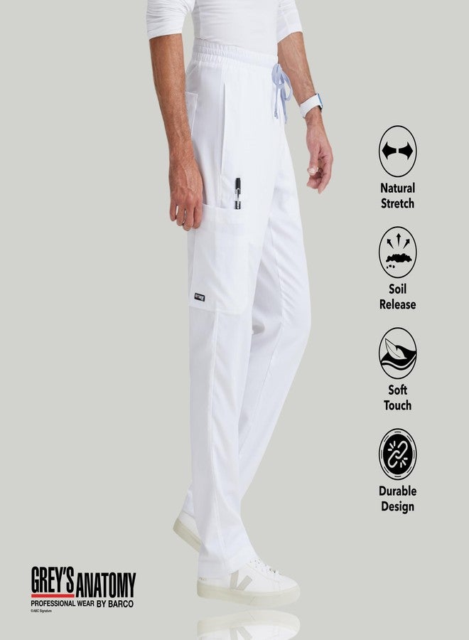 BARCO Grey’s Anatomy Classic Evan Scrub Pant for Men – White, 5-Pocket Zip-Fly Scrub Bottoms with Natural Stretch, Soil Release Fabric, and Super-Soft Finish – Medium, Tall Fit - Image 3